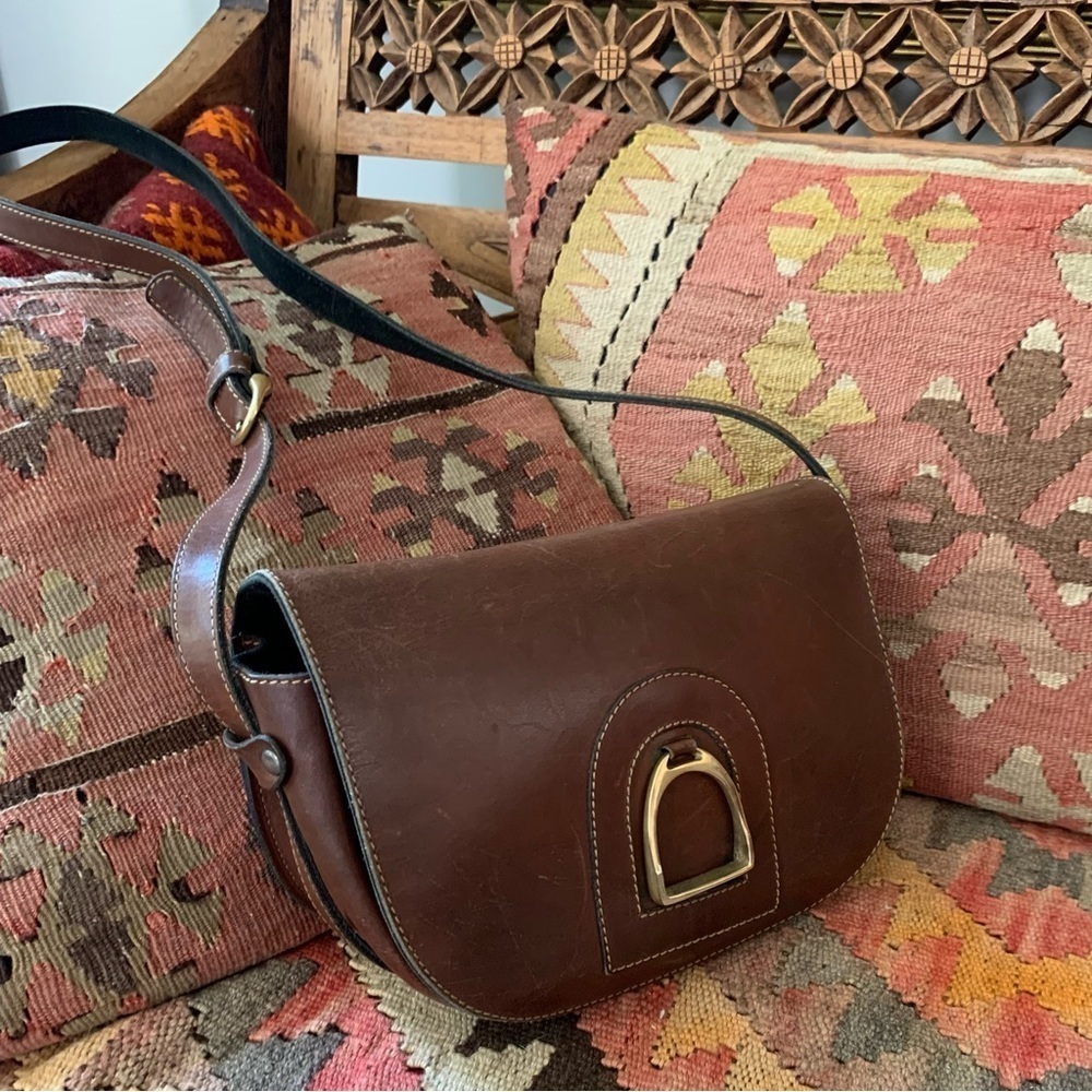 Genuine Leather Equestrian Crossbody Bag